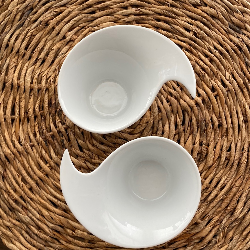 2 Pier 1 Imports Small Dipping Snacking sauce Bowls cups White Porcelain 4 oz